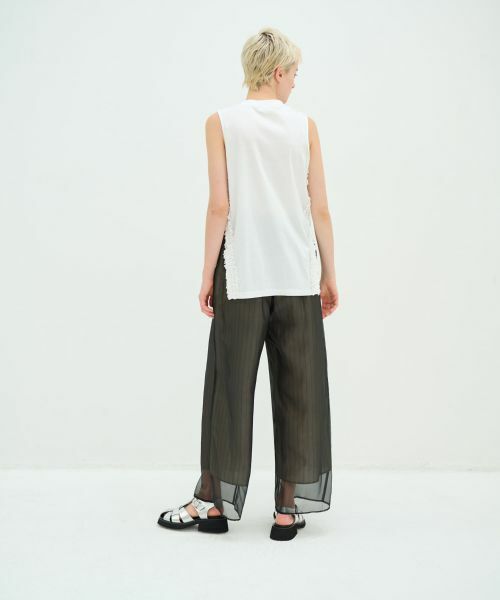 LANVIN en Bleu / ランバン オン ブルー その他パンツ | シアーストライプワイドパンツ | 詳細8