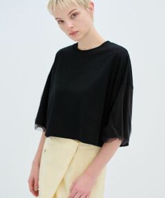 LANVIN en Bleu / ランバン オン ブルー Tシャツ | クロップドチュールスリーブＴシャツ