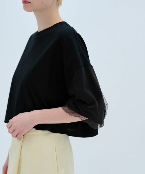 LANVIN en Bleu / ランバン オン ブルー Tシャツ | クロップドチュールスリーブＴシャツ | 詳細10