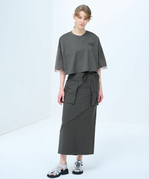 LANVIN en Bleu / ランバン オン ブルー Tシャツ | クロップドチュールスリーブＴシャツ | 詳細11