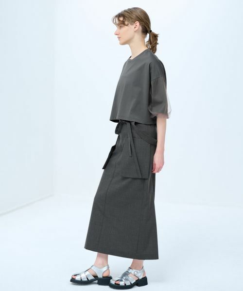 LANVIN en Bleu / ランバン オン ブルー Tシャツ | クロップドチュールスリーブＴシャツ | 詳細12