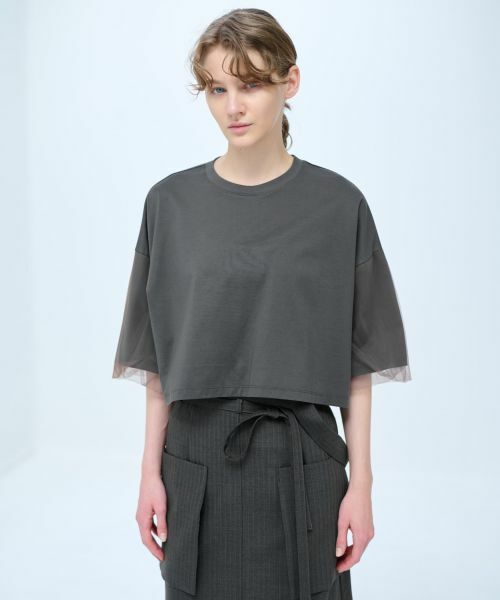 LANVIN en Bleu / ランバン オン ブルー Tシャツ | クロップドチュールスリーブＴシャツ | 詳細14