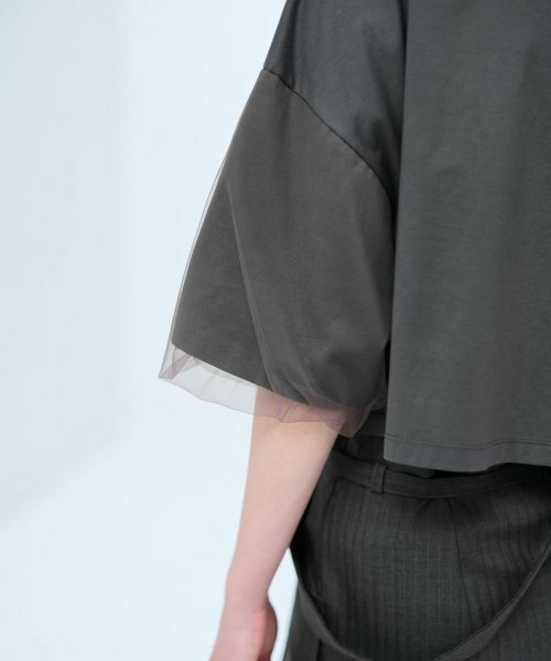 LANVIN en Bleu / ランバン オン ブルー Tシャツ | クロップドチュールスリーブＴシャツ | 詳細16