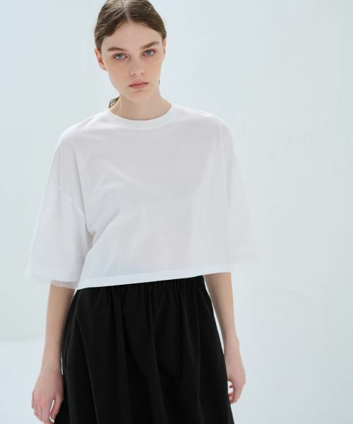 LANVIN en Bleu / ランバン オン ブルー Tシャツ | クロップドチュールスリーブＴシャツ | 詳細4