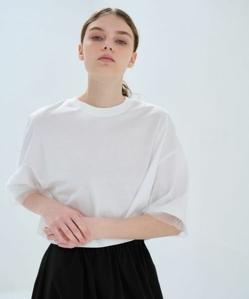 LANVIN en Bleu / ランバン オン ブルー Tシャツ | クロップドチュールスリーブＴシャツ | 詳細5