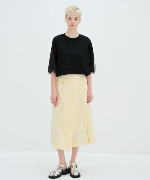 LANVIN en Bleu / ランバン オン ブルー Tシャツ | クロップドチュールスリーブＴシャツ | 詳細6