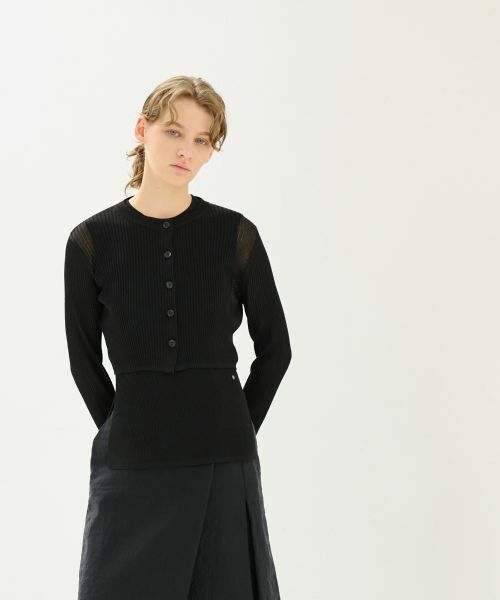 LANVIN en Bleu / ランバン オン ブルー カーディガン・ボレロ | シアーリブニットカーディガン | 詳細1