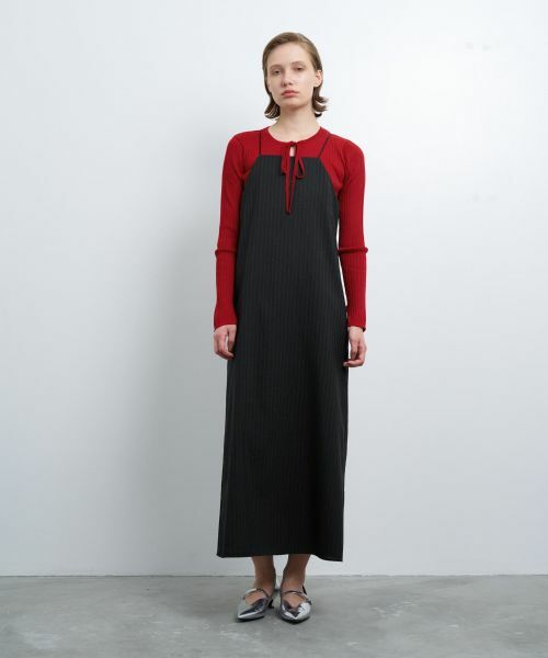 LANVIN en Bleu / ランバン オン ブルー ドレス | ウールトロピカルキャミソールワンピース | 詳細1