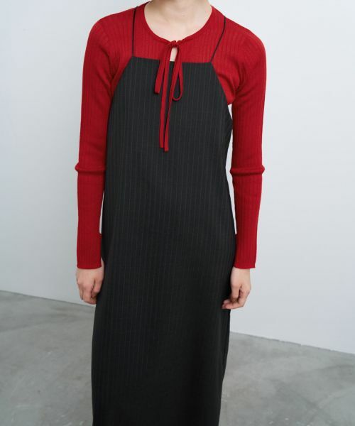 LANVIN en Bleu / ランバン オン ブルー ドレス | ウールトロピカルキャミソールワンピース | 詳細4