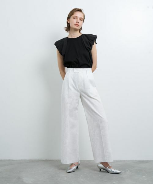 LANVIN en Bleu / ランバン オン ブルー その他パンツ | 【セットアップ対応商品】コットンリップルパンツ | 詳細1