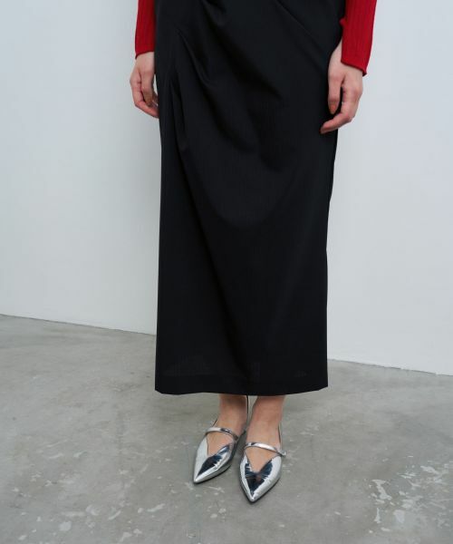 LANVIN en Bleu / ランバン オン ブルー ロング・マキシ丈スカート | ウールトロピカルドレープタイトスカート | 詳細10