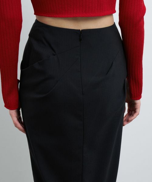 LANVIN en Bleu / ランバン オン ブルー ロング・マキシ丈スカート | ウールトロピカルドレープタイトスカート | 詳細12