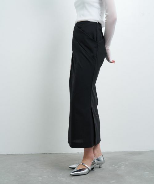 LANVIN en Bleu / ランバン オン ブルー ロング・マキシ丈スカート | ウールトロピカルドレープタイトスカート | 詳細3