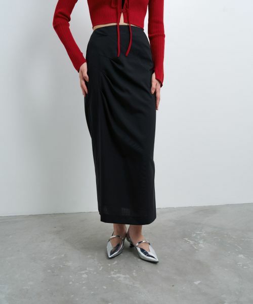 LANVIN en Bleu / ランバン オン ブルー ロング・マキシ丈スカート | ウールトロピカルドレープタイトスカート | 詳細9