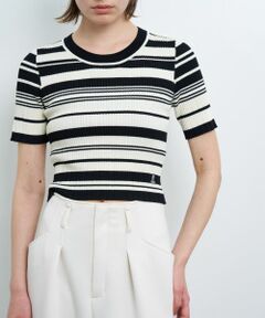 LANVIN en Bleu / ランバン オン ブルー ニット・セーター | ボーダーハーフスリーブニット