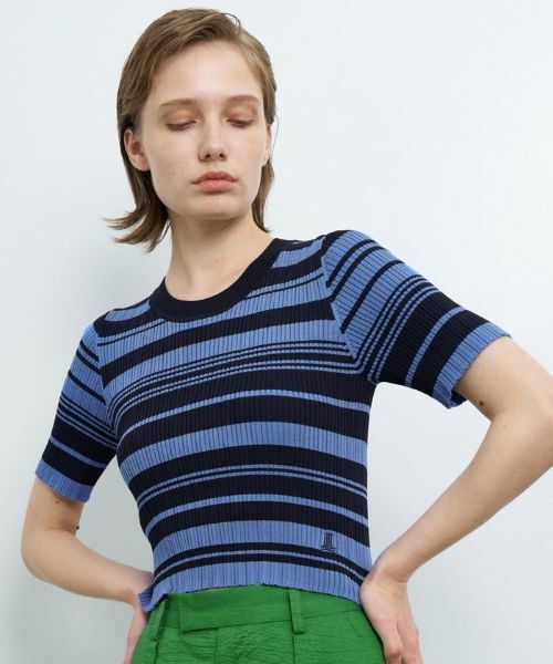 LANVIN en Bleu / ランバン オン ブルー ニット・セーター | ボーダーハーフスリーブニット | 詳細1