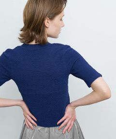 LANVIN en Bleu / ランバン オン ブルー ニット・セーター | ウェーブジャカードハーフスリーブニット