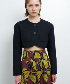 LANVIN en Bleu / ランバン オン ブルー テーラードジャケット | メランジツイードクロップドジャケット