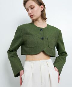 LANVIN en Bleu / ランバン オン ブルー テーラードジャケット | メランジツイードクロップドジャケット