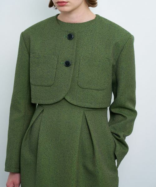 LANVIN en Bleu / ランバン オン ブルー テーラードジャケット | メランジツイードクロップドジャケット | 詳細8