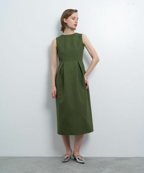 LANVIN en Bleu / ランバン オン ブルー ドレス | メランジツイードタックワンピース | 詳細7
