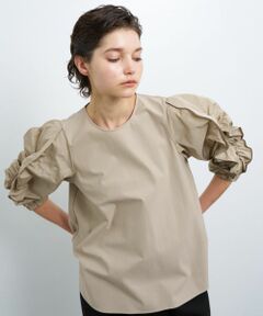 LANVIN en Bleu / ランバン オン ブルー Tシャツ | ギャザースリーブコンビカットソー