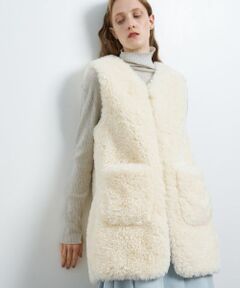 LANVIN en Bleu / ランバン オン ブルー テーラードジャケット | フェイクファーベスト