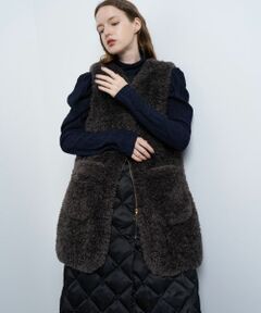 LANVIN en Bleu / ランバン オン ブルー テーラードジャケット | フェイクファーベスト