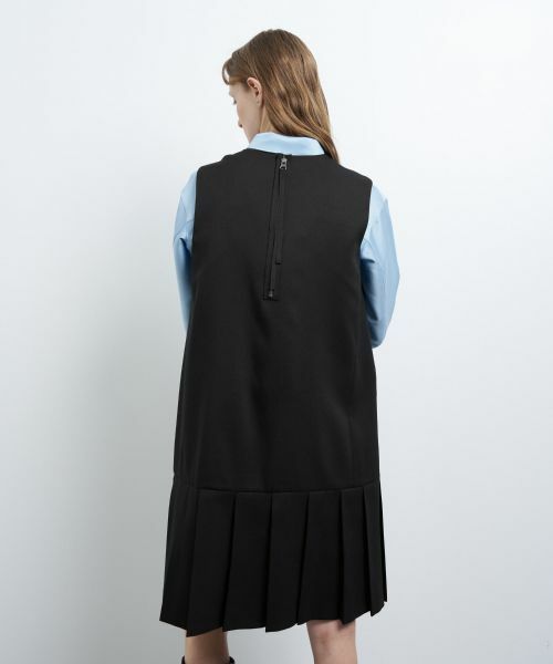 LANVIN en Bleu / ランバン オン ブルー ドレス | プリーツヘムウールツイルワンピース | 詳細10