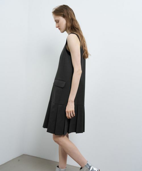 LANVIN en Bleu / ランバン オン ブルー ドレス | プリーツヘムウールツイルワンピース | 詳細4