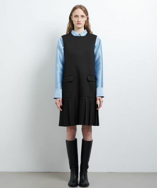 LANVIN en Bleu / ランバン オン ブルー ドレス | プリーツヘムウールツイルワンピース | 詳細6