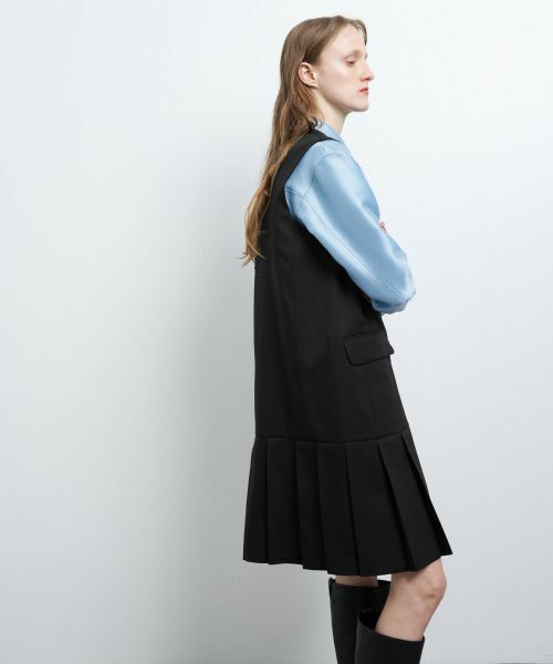 LANVIN en Bleu / ランバン オン ブルー ドレス | プリーツヘムウールツイルワンピース | 詳細9