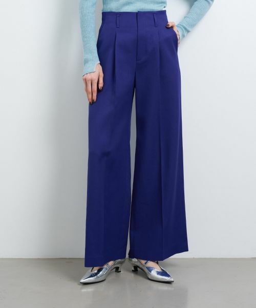 LANVIN en Bleu / ランバン オン ブルー その他パンツ | ウールツイルストレートワイドパンツ(ブルー)