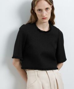 LANVIN en Bleu / ランバン オン ブルー シャツ・ブラウス | ツイードプルオーバーショートブラウス