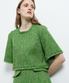 LANVIN en Bleu / ランバン オン ブルー シャツ・ブラウス | ツイードプルオーバーショートブラウス