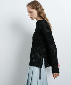 LANVIN en Bleu / ランバン オン ブルー Tシャツ | カットジャガードプリーツトップス