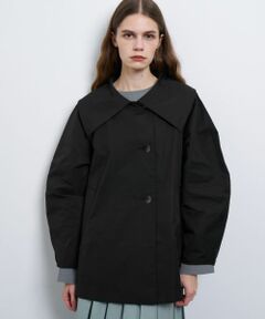 LANVIN en Bleu / ランバン オン ブルー その他アウター | ビッグカラーライトタフタミドルコート