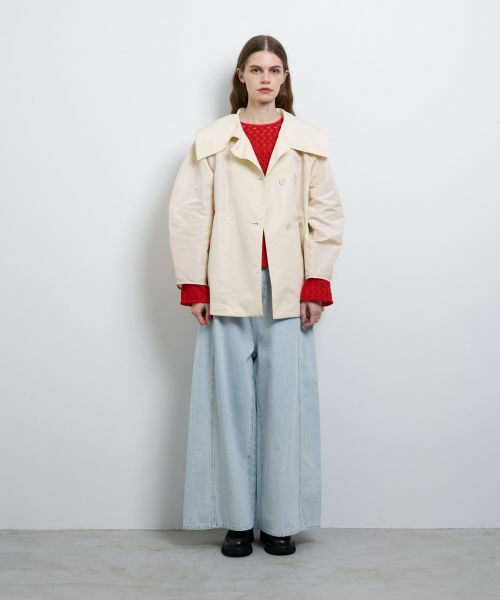 LANVIN en Bleu / ランバン オン ブルー その他アウター | ビッグカラーライトタフタミドルコート | 詳細1