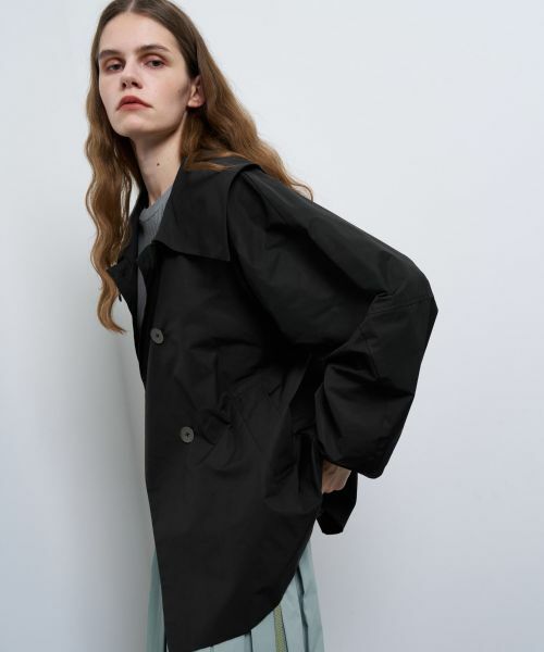 LANVIN en Bleu / ランバン オン ブルー その他アウター | ビッグカラーライトタフタミドルコート | 詳細11