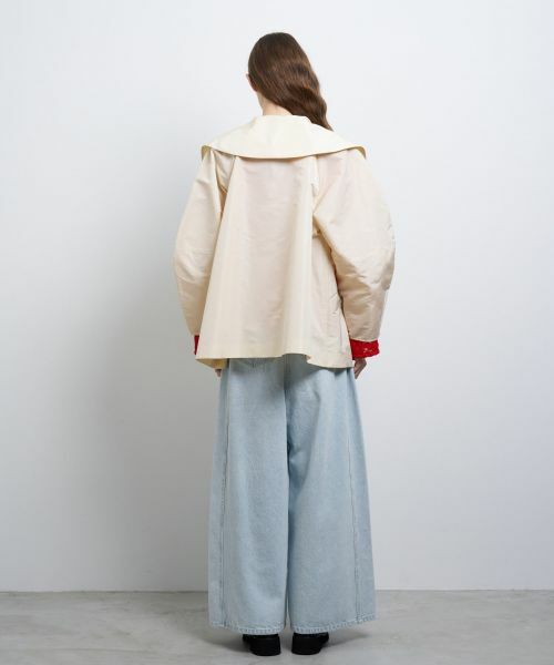 LANVIN en Bleu / ランバン オン ブルー その他アウター | ビッグカラーライトタフタミドルコート | 詳細3