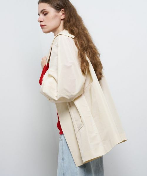 LANVIN en Bleu / ランバン オン ブルー その他アウター | ビッグカラーライトタフタミドルコート | 詳細4