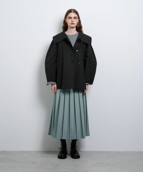 LANVIN en Bleu / ランバン オン ブルー その他アウター | ビッグカラーライトタフタミドルコート | 詳細8