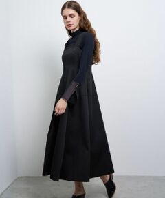 値下！ランバンオンブルー　ブラック 長袖 ワンピース セール】 スラブメランジスタンドチュニックワンピース （ドレス