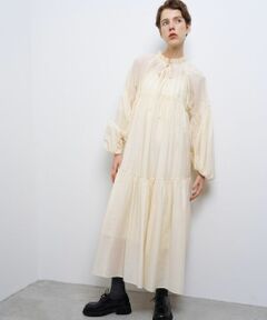 LANVIN en Bleu / ランバン オン ブルー ドレス | シアーワッシャータフタギャザーワンピース