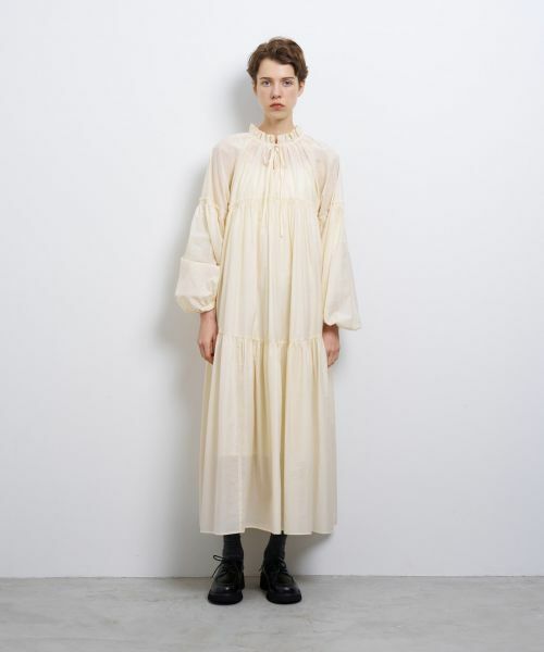 LANVIN en Bleu / ランバン オン ブルー ドレス | シアーワッシャータフタギャザーワンピース | 詳細1