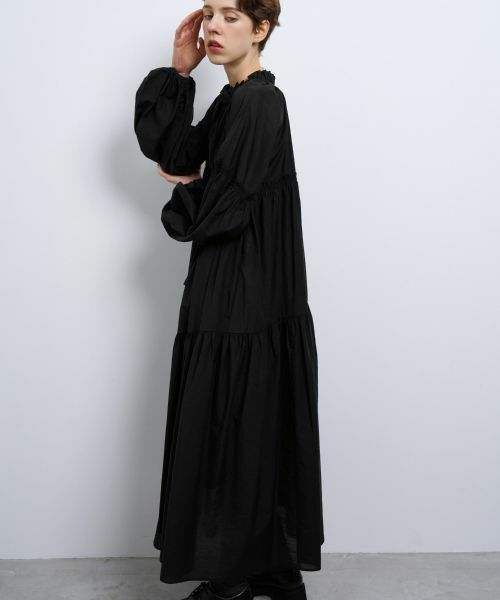 LANVIN en Bleu / ランバン オン ブルー ドレス | シアーワッシャータフタギャザーワンピース | 詳細10