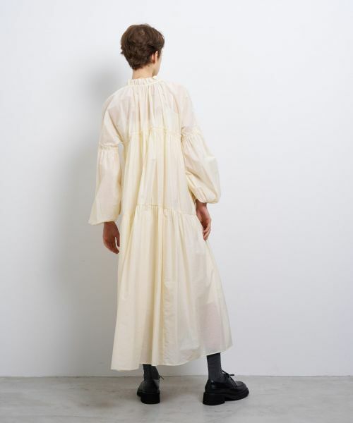 LANVIN en Bleu / ランバン オン ブルー ドレス | シアーワッシャータフタギャザーワンピース | 詳細3