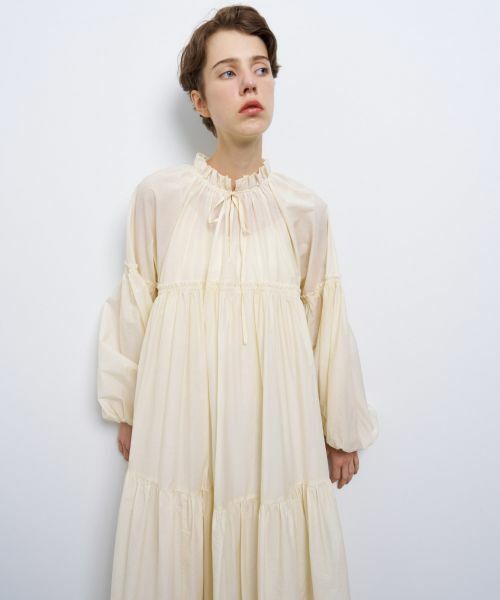 LANVIN en Bleu / ランバン オン ブルー ドレス | シアーワッシャータフタギャザーワンピース | 詳細6