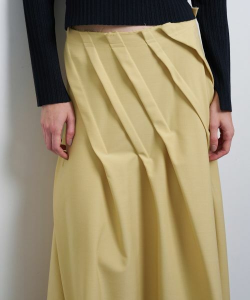 LANVIN en Bleu / ランバン オン ブルー ロング・マキシ丈スカート | ウールギャバランダムタックスカート | 詳細11