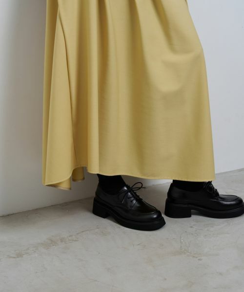 LANVIN en Bleu / ランバン オン ブルー ロング・マキシ丈スカート | ウールギャバランダムタックスカート | 詳細12